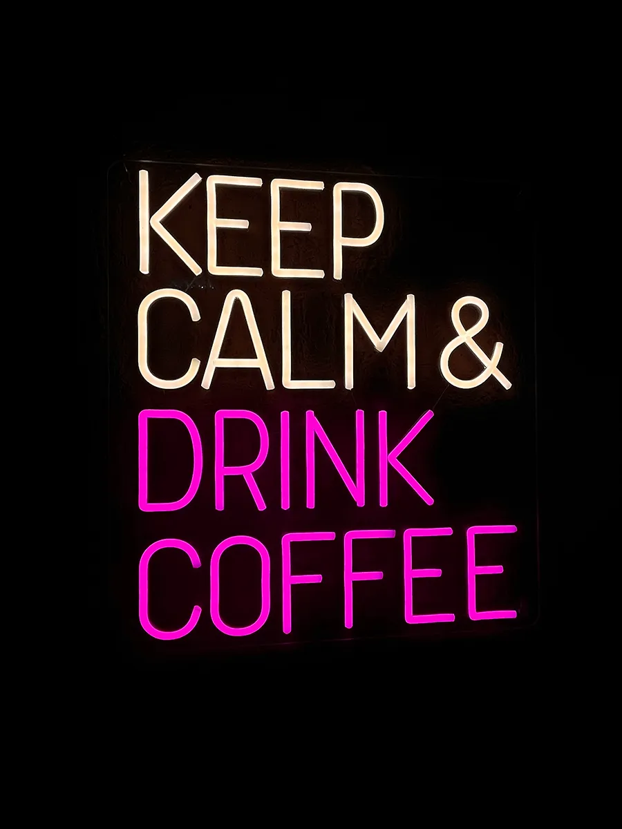 Неоновая вывеска Keep Calm Drink Coffee, фото 4