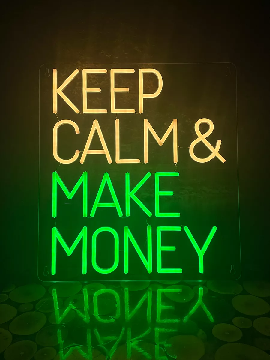 Неоновая надпись вывеска "Keep calm and make money", фото 6