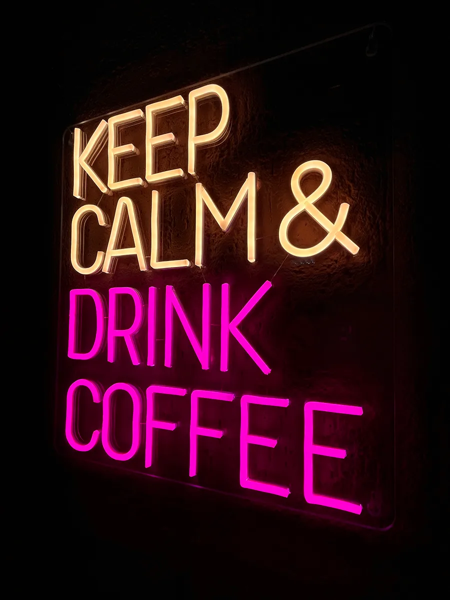 Неоновая вывеска Keep Calm Drink Coffee, фото 6