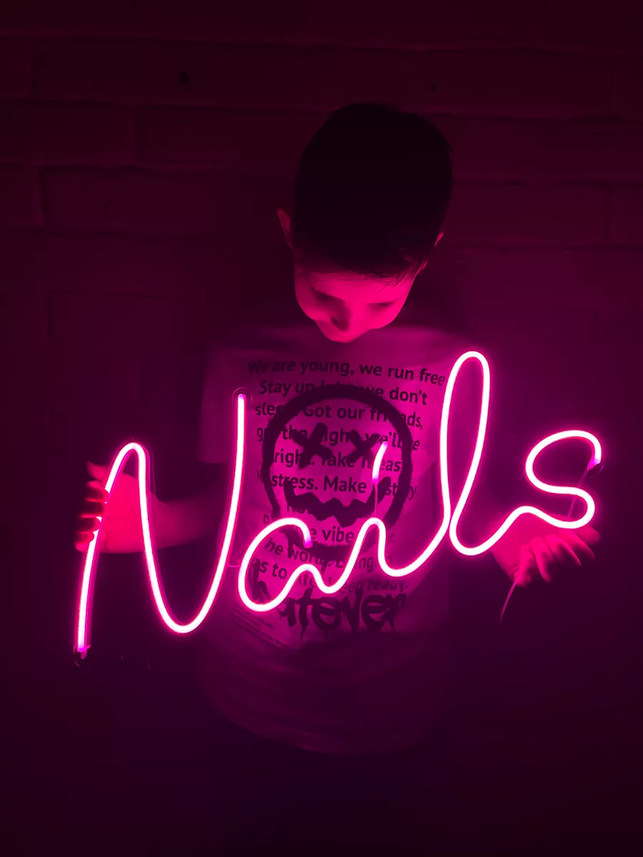 Неоновая вывеска Nails Ногти с пультом, фото 7