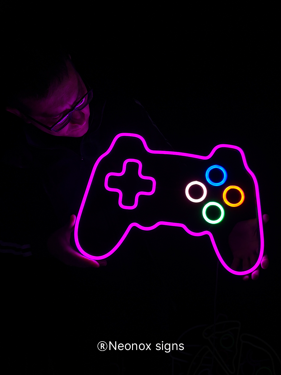 Неоновая вывеска Геймпад Play Station ретро, фото 4