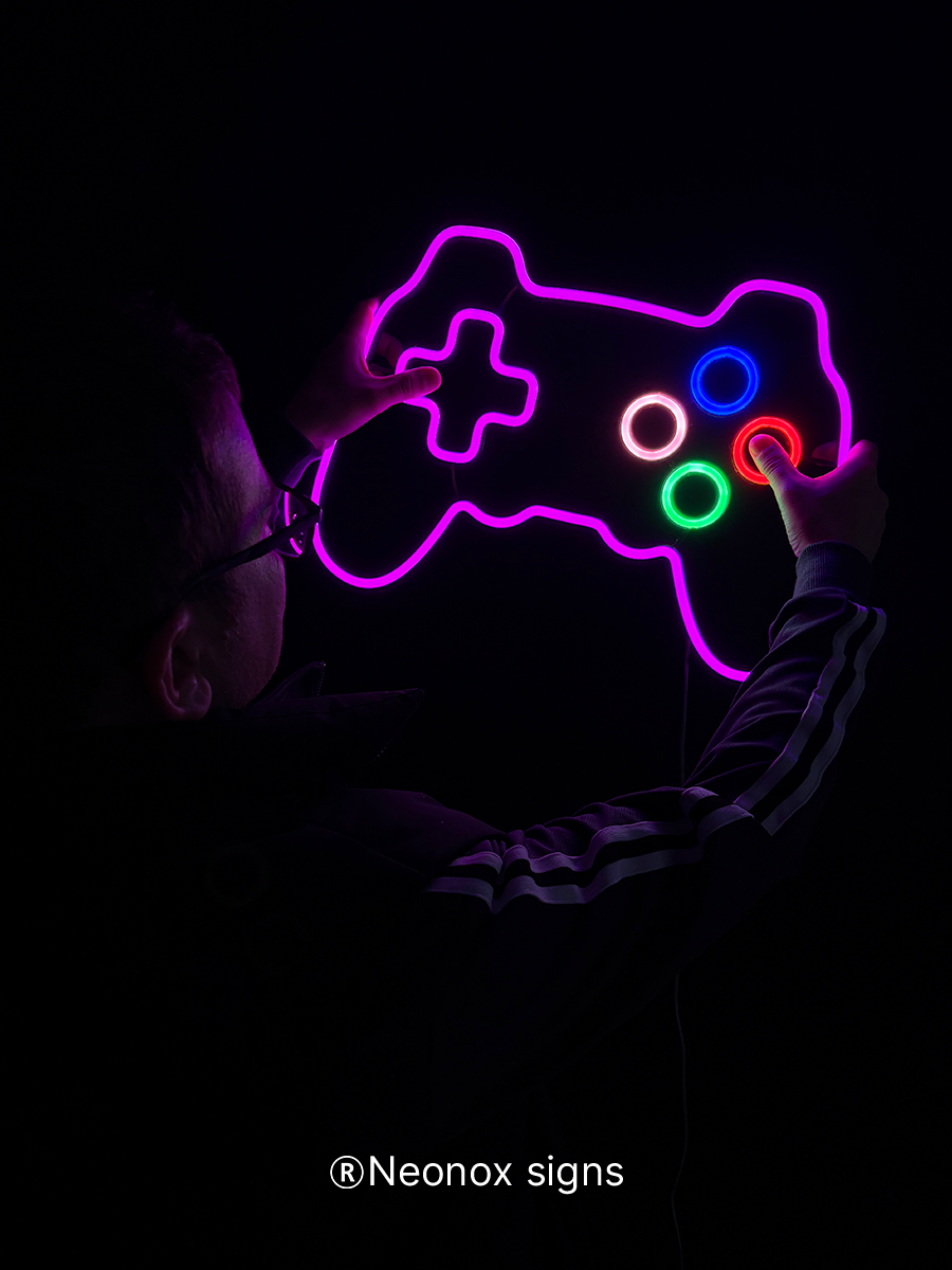 Неоновая вывеска Геймпад Play Station ретро, фото 5